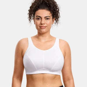 Side angle of nude sports bra showing smooth wireless design and elastic underband - MissFine