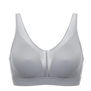Close-up of center front panel detail and silky seamless fabric on non padded bra - MissFine