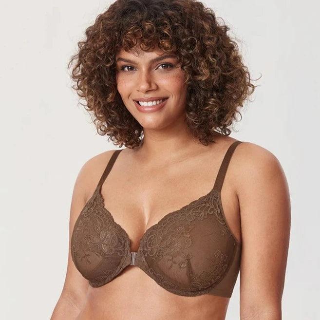 Side angle showing adjustable straps and underwire support on lace full cup bra - MissFine