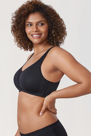 Back view of nude full coverage bra with wide posture-support back and hook-and-eye closure - MissFine