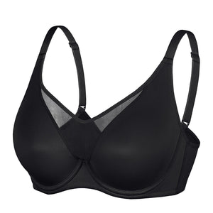 Back view of light blue bra with wide band and hook-and-eye back closure - MissFine