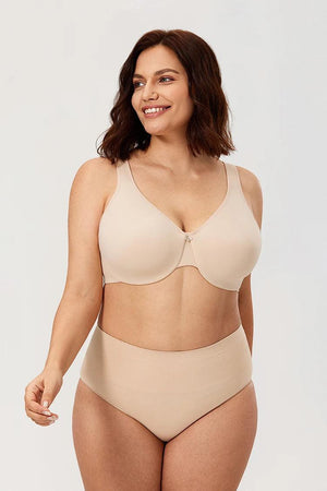 Back view of black plus size bra with wide band and hook-and-eye closure - MissFine