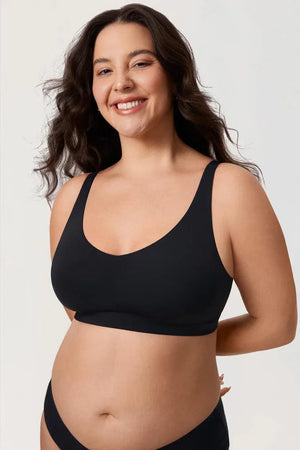 Back view of wide support band and adjustable straps on plus size comfort bra - MissFine