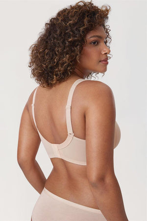 Close-up of nude seamless molded cup showing smooth T-shirt-friendly finish - MissFine