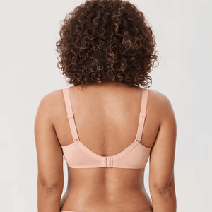 Back view peach bra showing adjustable straps and multi-row hook-and-eye back closure - MissFine