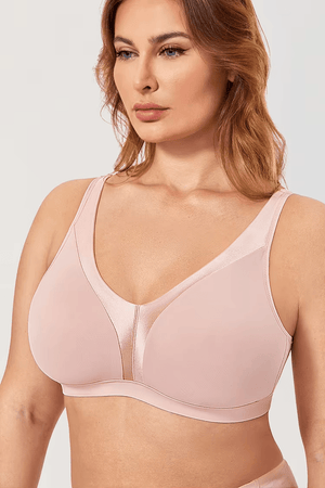 Side view of plus size minimiser bra showing wide underband and adjustable straps - MissFine