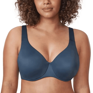 Side angle showing minimiser profile and adjustable straps on soft cotton full coverage bra - MissFine