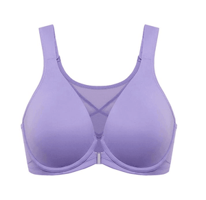 Back view of black bra showing wide crisscross support panel and high back coverage - MissFine