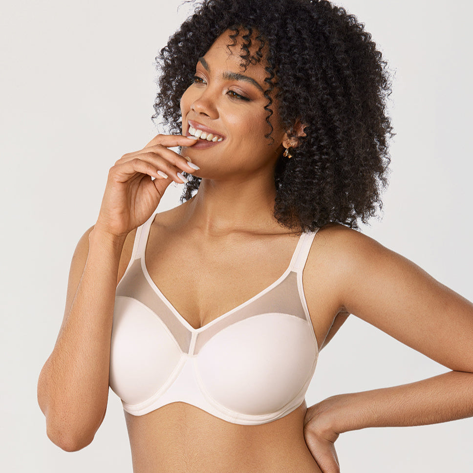 Side angle showing lightly padded underwired cups and adjustable straps on brown bra - MissFine