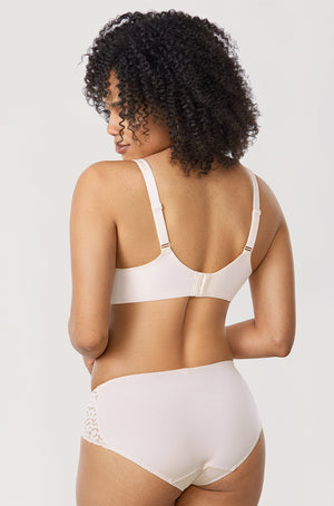 Back view of brown full coverage bra with hook-and-eye closure and wide band - MissFine