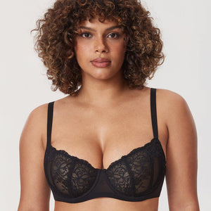 Back view of light pink bra with wide band and multi hook-and-eye back closure - MissFine