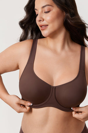 Back view of bra with wide band, adjustable straps and multi-hook back closure - MissFine