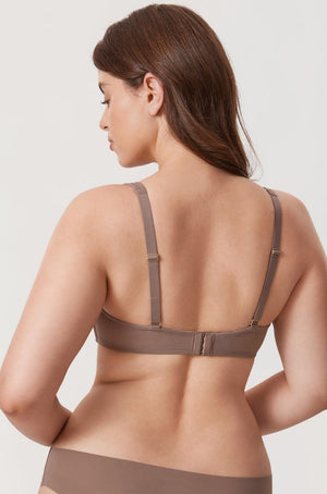 Front view of black full coverage bra with sheer mesh cups and wide straps - MissFine