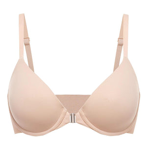 Side angle showing light padding, underwire support and adjustable straps on nude T-shirt bra - MissFine