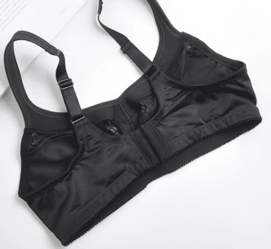 Front view of white non-wired full coverage bra with smooth cups and lace detail at neckline - MissFine