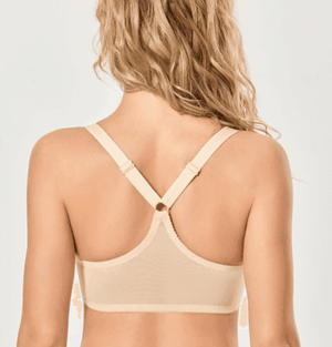 Side angle showing smooth molded cup and standard shoulder straps in nude - MissFine