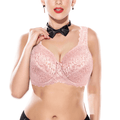 Front view of black lace full cup padded plus size bra with underwire - MissFine
