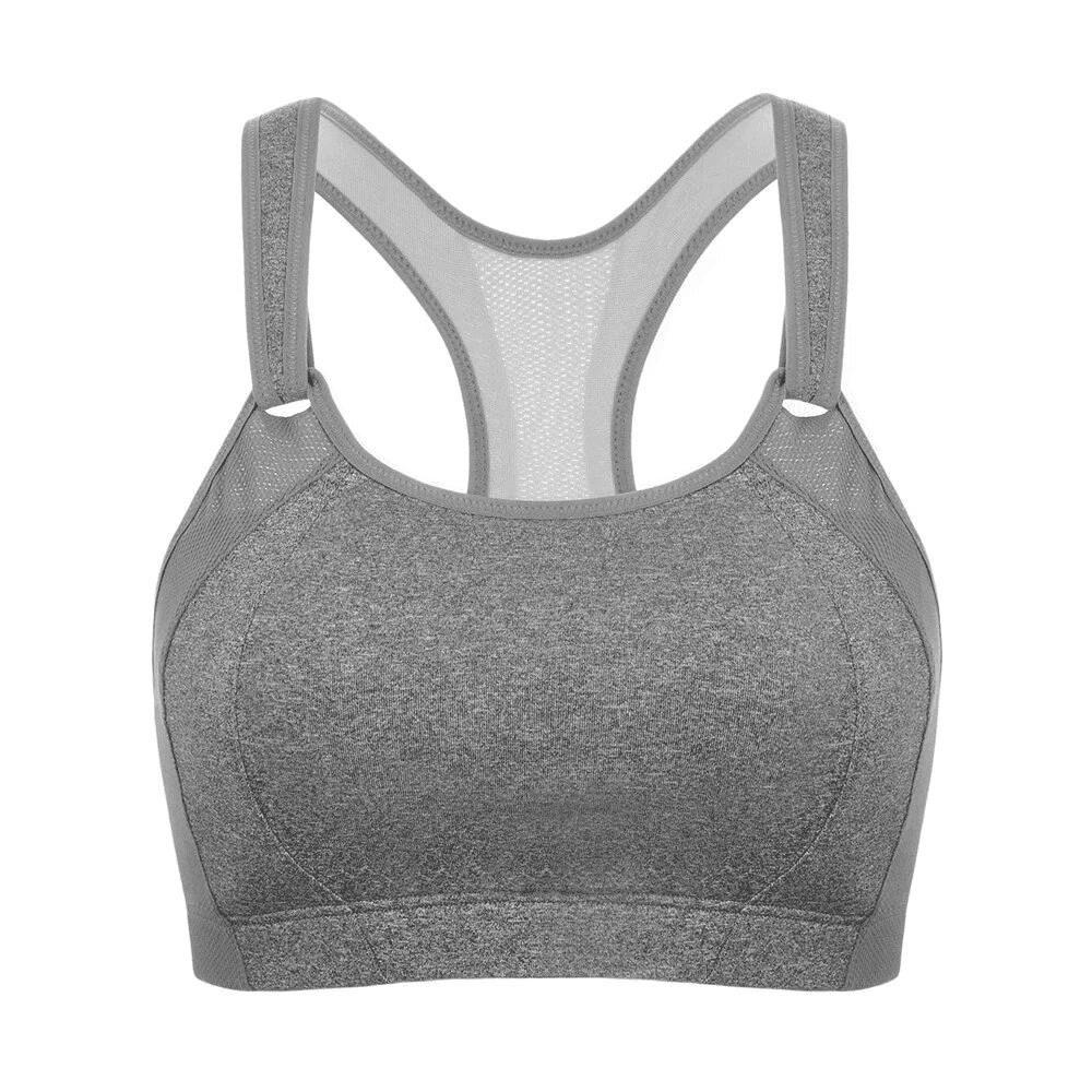 Side angle of pink wire-free sports bra with wide underband and smooth cups - MissFine