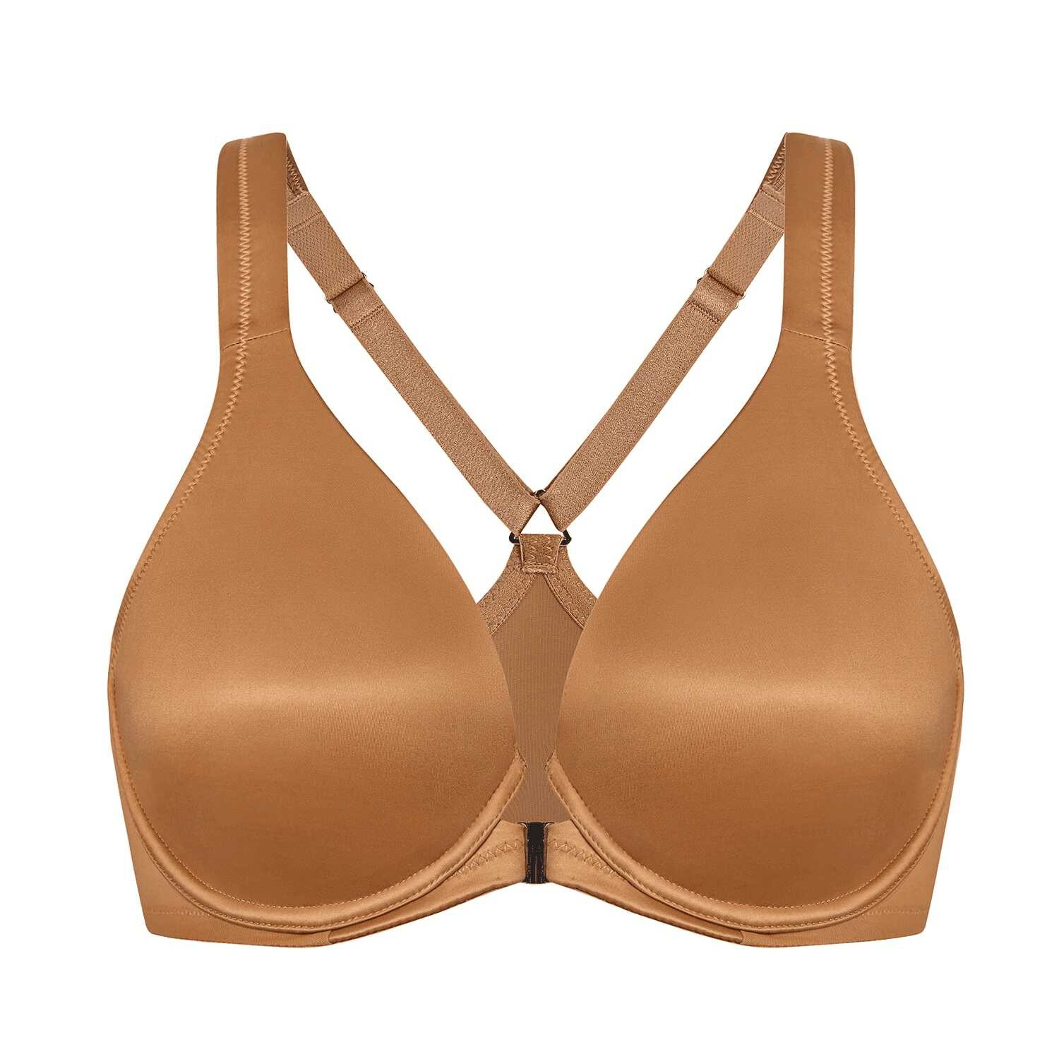 Back view of white multiway bra with convertible X-back straps and smooth band - MissFine