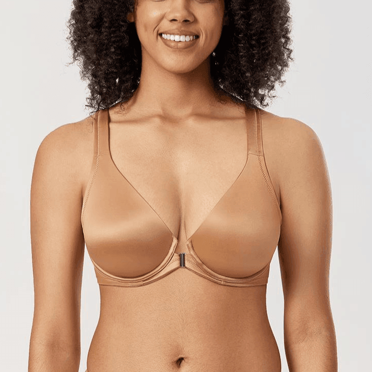 Side angle of plunge multiway bra showing molded cup shape and adjustable strap detail - MissFine