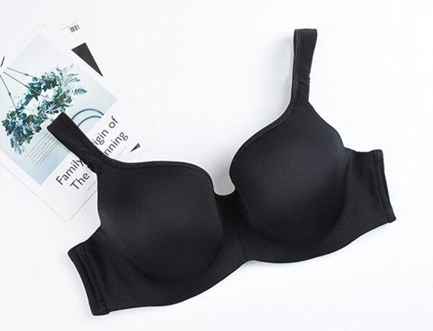 Side angle of brown full coverage plus size bra showing smooth cups and adjustable straps - MissFine