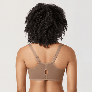 Back view of nude plus size full coverage bra with keyhole detail and hook-and-eye closure - MissFine