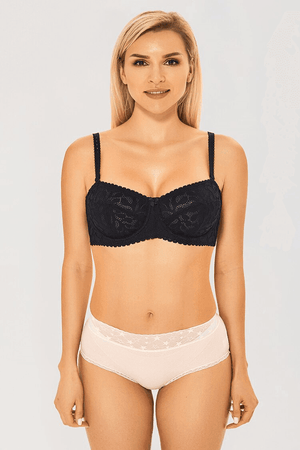 Side angle of padded strapless bra showing demi coverage, underwire support and smooth lace band along the ribcage - MissFine