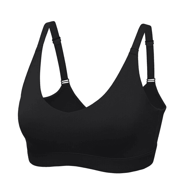 Close-up of molded cup and wide underband on light blue seamless bra with support - MissFine