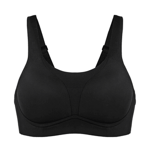 Back view of plum sports bra with wide underband and smooth pull-on design - MissFine