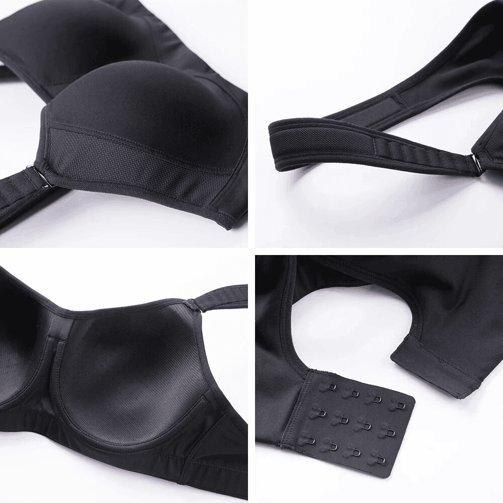 Close-up of nude molded cup sports bra with underwire and smooth light padding - MissFine