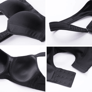 Close-up of nude molded cup sports bra with underwire and smooth light padding - MissFine