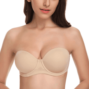 Back view of strapless bra with multiway convertible straps and hook-and-eye closure - MissFine