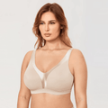 Front view of nude seamless bra with full coverage wireless cups - MissFine