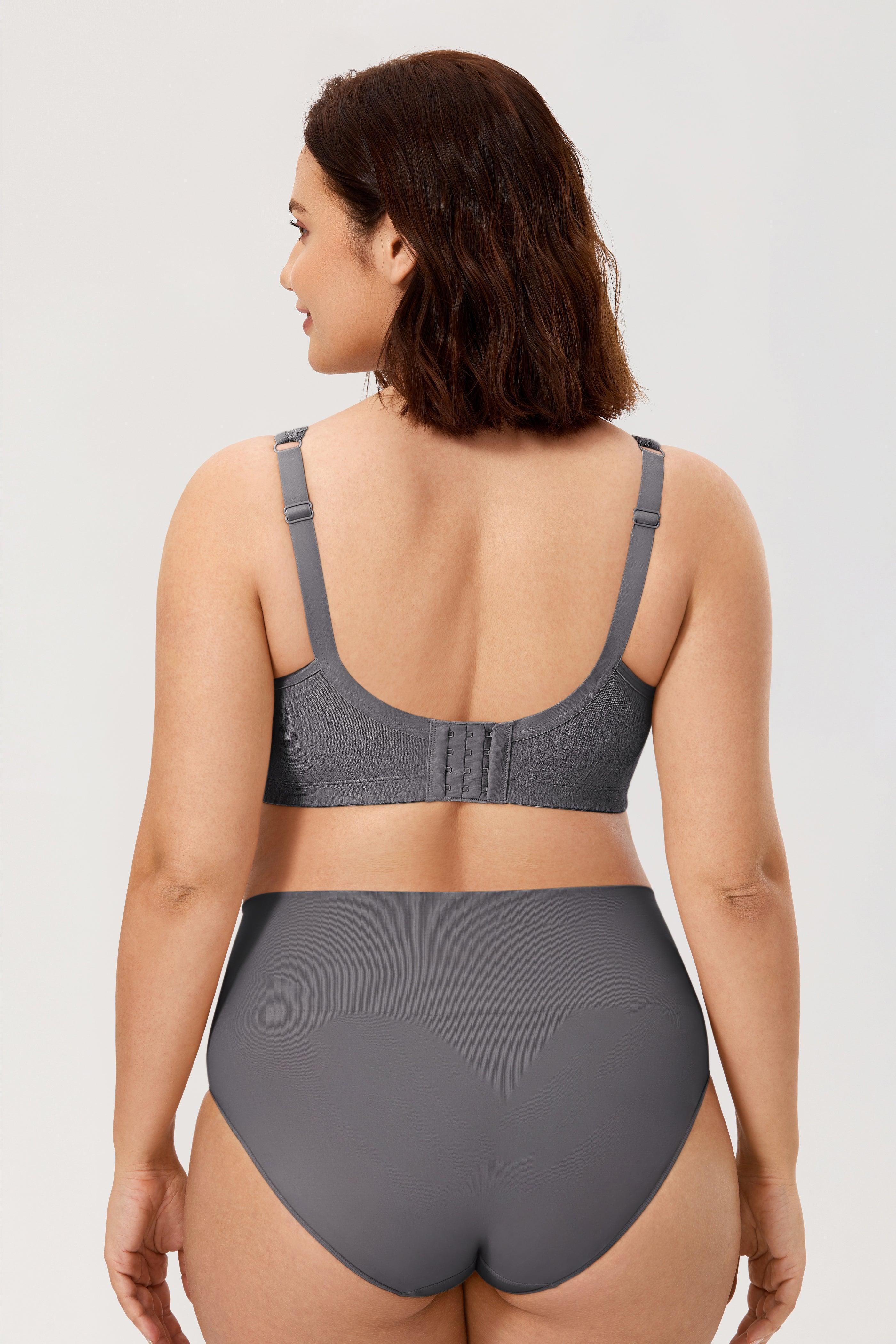 Close-up of lace trim and textured cotton fabric on non padded full cup bra cups - MissFine