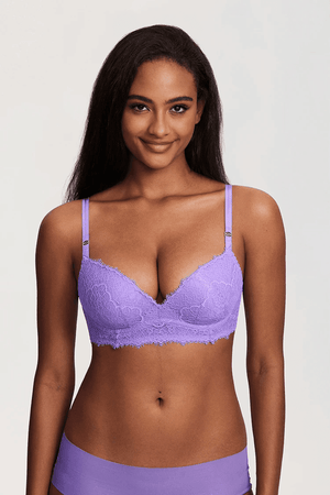 Back view of plus size pink bra with hook-and-eye closure and adjustable shoulder straps - MissFine