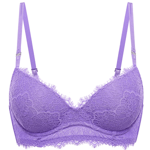 Side angle of marker pink padded push up bra showing light padding and adjustable straps - MissFine