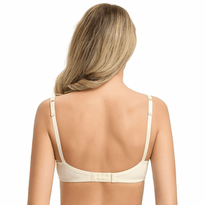 Back view showing hook-and-eye back closure and smoothing band on plus size bra - MissFine