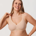 Front view of full cup minimiser bra with smooth seamless cups and wide straps - MissFine