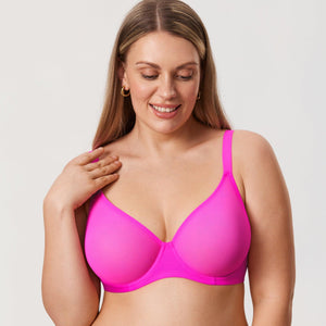 Back view of plus size bra with wide band, multi-hook back closure and adjustable straps - MissFine