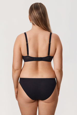 Back view of black plus size bra with classic hook-and-eye back closure - MissFine