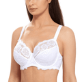 Front view of burgundy lace full cup underwire bra with adjustable straps - MissFine