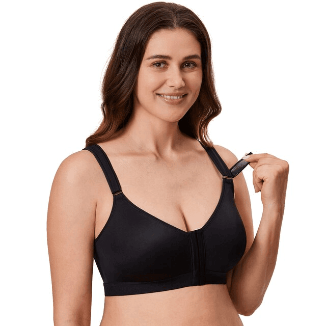 Front view of nude molded full cup padded bra with zipper closure and smooth cups - MissFine