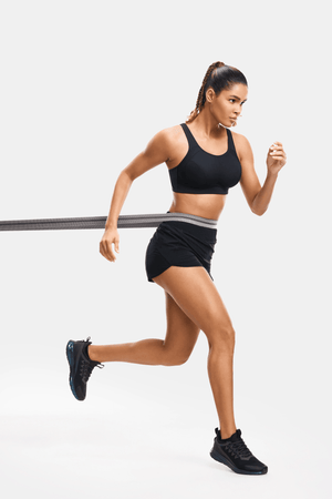 Back view of black sports bra with wide straps and broad smoothing back band - MissFine