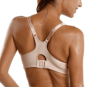 Front view of black underwired high-support sports bra with molded cups - MissFine