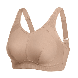 Side angle of nude full cup bra showing molded wireless cups and soft support band - MissFine