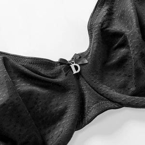 Back view of plus size bra with wide band and hook-and-eye back closure for secure fit - MissFine