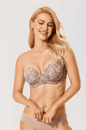 Side angle of molded padded cups showing underwire support and smooth band - MissFine