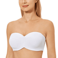 Front view of black strapless bra with smooth molded full cup coverage - MissFine