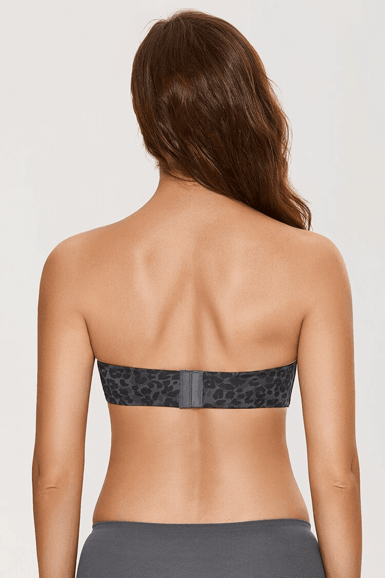 Front view of floral nude beige padded strapless bra with sweetheart neckline and full coverage - MissFine