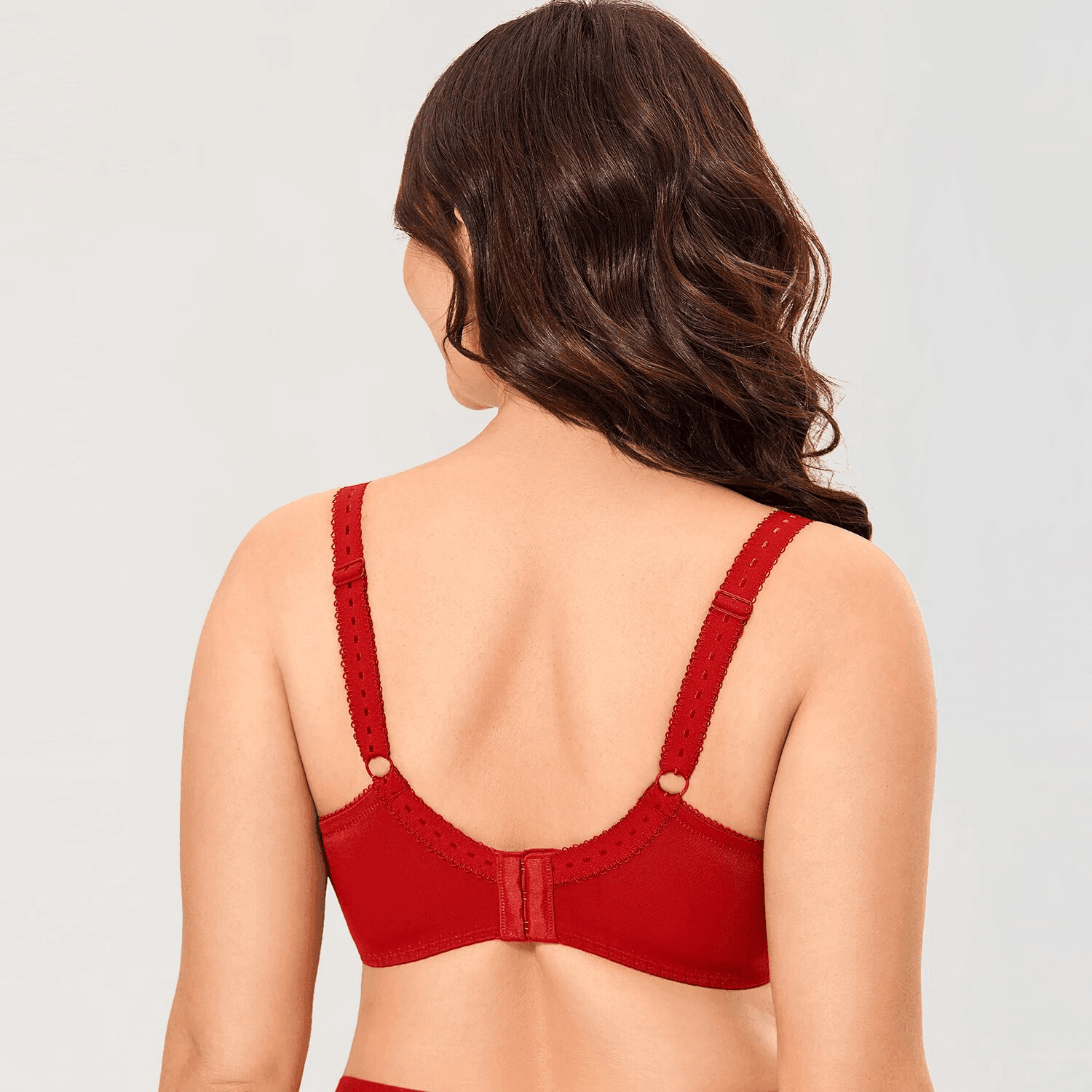 Back view of purple full coverage bra with multi-row hook-and-eye closure - MissFine